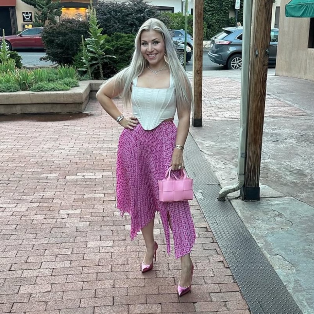 Versace Pink Pleated Aline Skirt